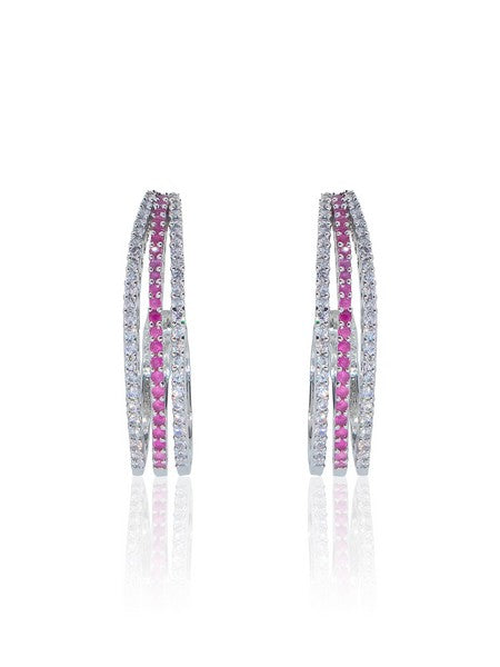 City Girl Shimmer Rhodium-Plated Elegant Curve Design Studs