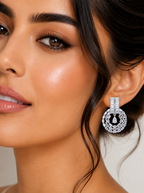 City Girl AD Rhodium-Plated CZ Stone Stud Silver Earrings for Women and Girls