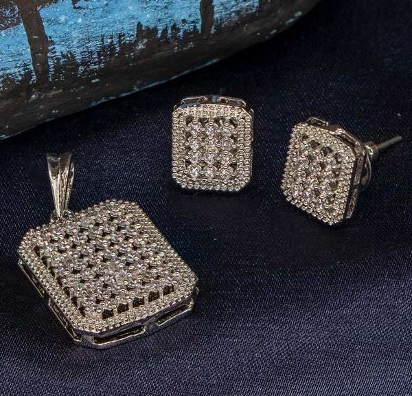 City Girl AD Brass Rhodium Plated Pendant Set