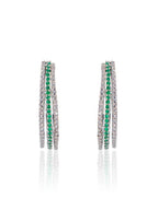 City Girl Shimmer Rhodium-Plated Elegant Curve Design Studs