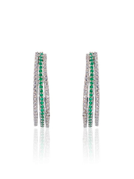 City Girl Shimmer Rhodium-Plated Elegant Curve Design Studs