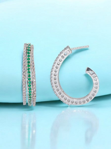 City Girl Shimmer Rhodium-Plated Elegant Curve Design Studs