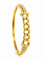 CITYGIRL 18K Gold Plated Chain Link Openable Kada Bracelet for Women & Girls | AD Zircon Stone Bracelet | Anti Tarnish | Premium Locking Bangle | Party, Wedding & Daily Wear Jewellery | One Size