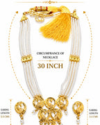 City Girl 24CT Gold Plated 4-Line Pearl Necklace Set with Matching Earrings | Elegant Multi-Strand Traditional Jewellery