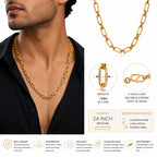 City Girl Jewellery 20 and 24 Inch Gold Plated Paperclip Link Chain Necklace for Women | 5 mm Broad Statement Chain with S Hook Clasp | Trendy Daily Wear Fashion Jewellery for Western & Ethnic Outfits