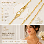 City Girl 24CT Gold Plated Designer Chain Necklace for Women | 24 Inch Daily Wear Chain (CN 237)