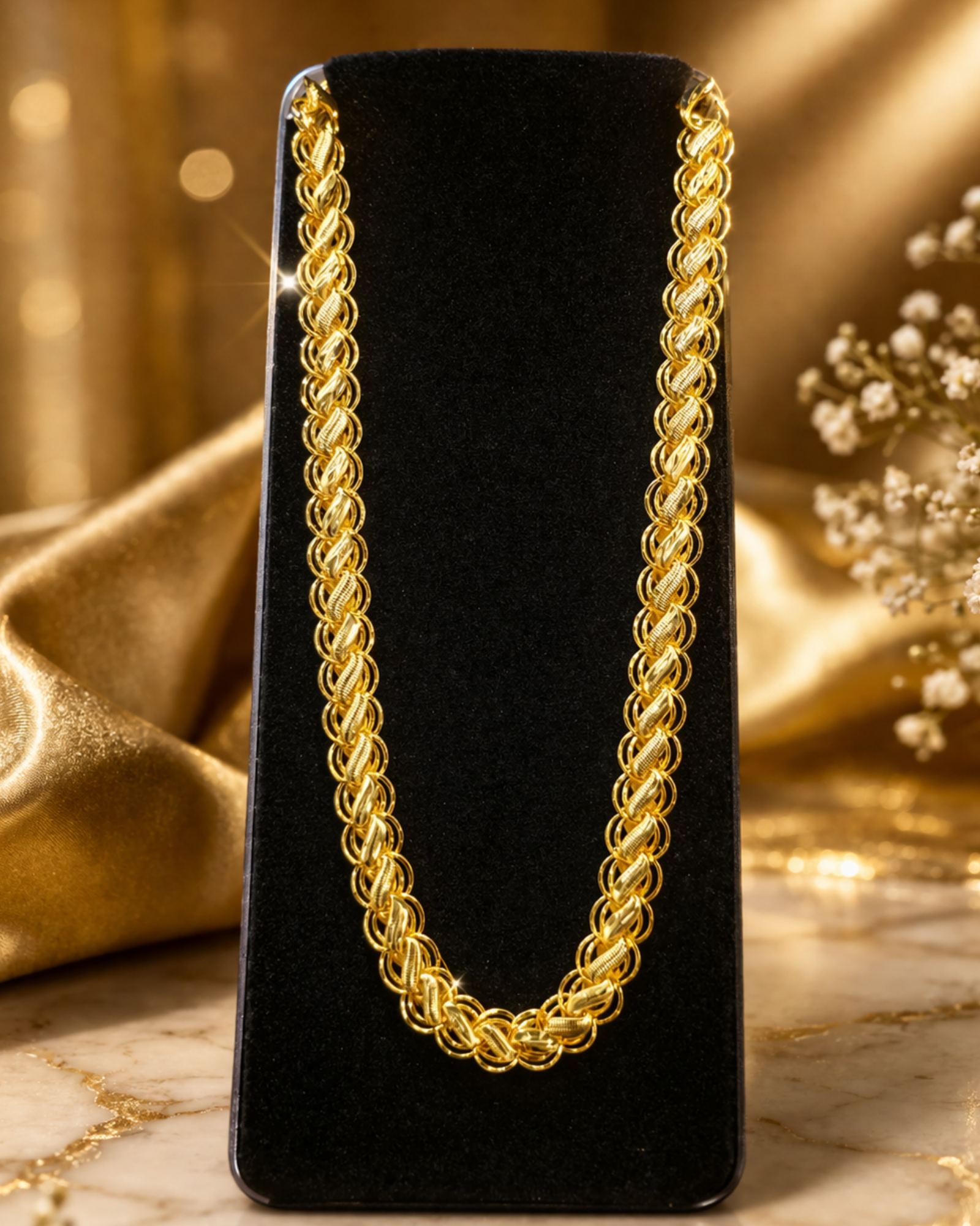 City Girl 24Ct Gold Plated Copper Chain Necklace for Women – Premium Designer Braided Chain | Party & Daily Wear