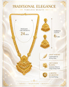 City Girl 24K Gold Plated Traditional Necklace Set with Matching Earrings | Antique Bridal Choker Jewellery Set for Women & Girls