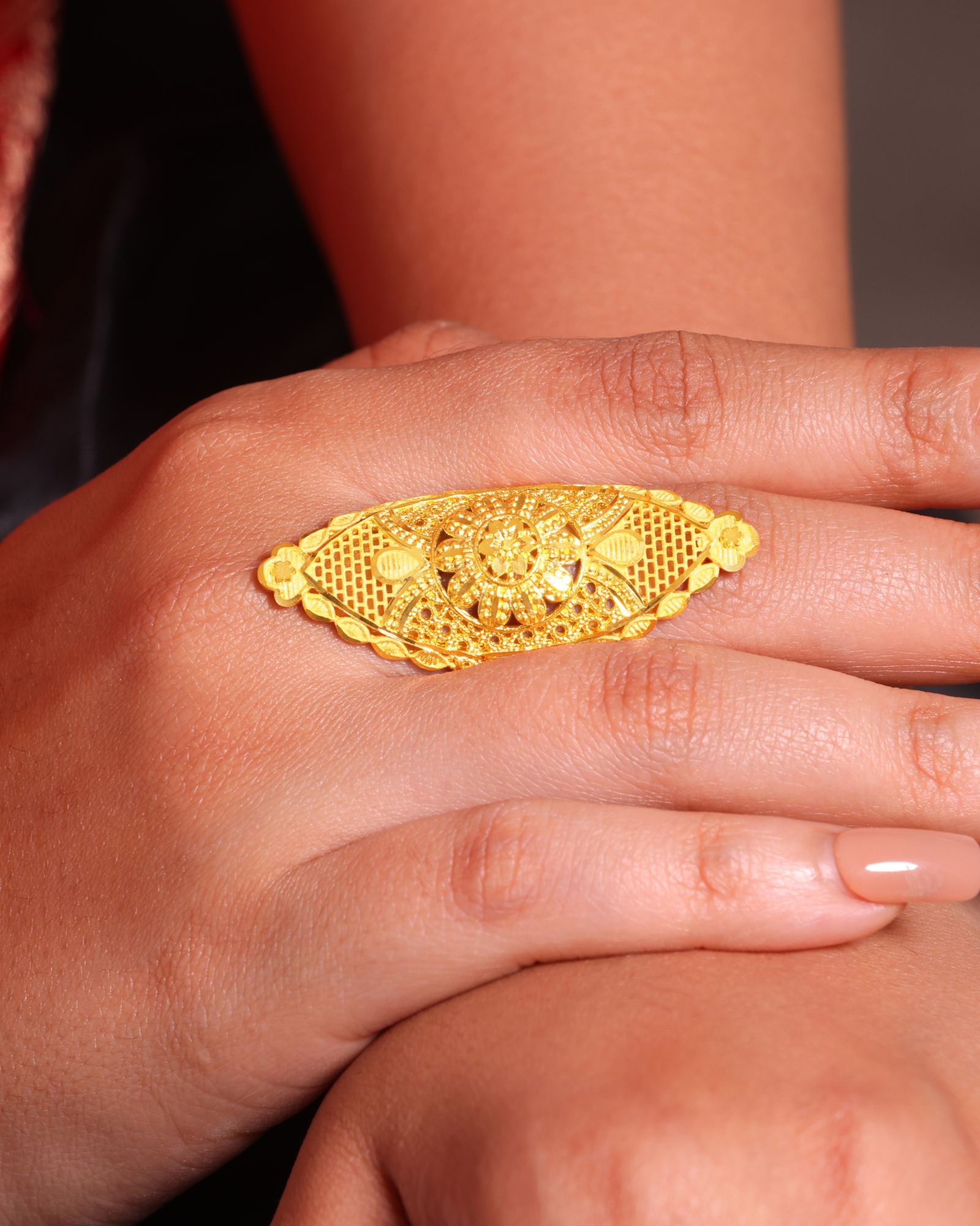 City Girl 24Ct Gold Plated Finger Ring – Elegant Designer Statement Ring for Women | Party & Daily Wear