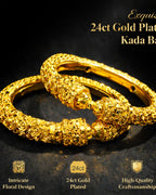 City Girl 24Ct Gold Plated Leaf Design Bangles – Traditional Statement Kada Set for Wedding & Party Wear