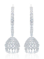City Girl AD Rhodium-Plated CZ Stone Half Hoop Earrings for Women and Girls