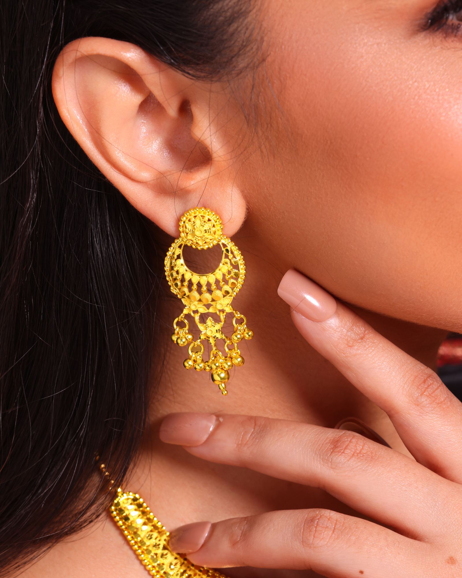 24 Ct Gold Plated Traditional Chand Bali Jewellery Set for Women | Elegant Choker Necklace with Matching Earrings | Bridal & Festive Wear