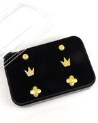 24CT Gold Plated Designer Stud Earrings Pack of 3 | Anti-Tarnish Daily Wear Earrings for Women