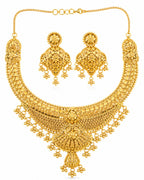 City Girl 24K Gold Plated Traditional Necklace Set with Matching Earrings | Antique Bridal Choker Jewellery Set for Women & Girls