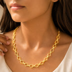 City Girl 24 CT Gold Plated Clover Link Chain Necklace for Women | Premium Statement Chain | Anti Tarnish & Hypoallergenic Fashion Jewellery | 20 Inch Long Chain