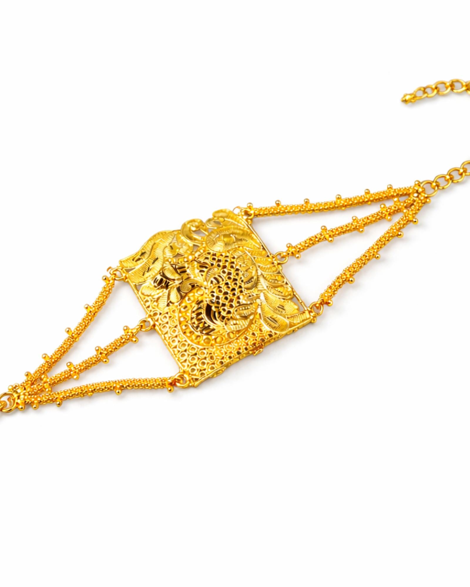 City Girl 24Ct Gold Plated Copper Mantasha (Armlet) – Traditional Peacock Design Bajuband Bracelet for Wedding & Festive Wear