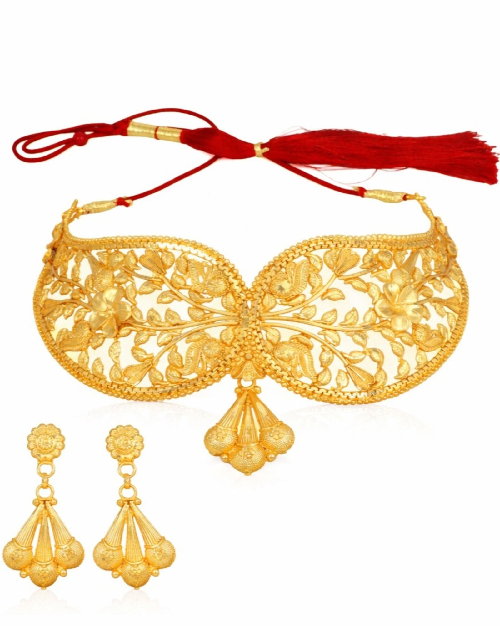 MANIKYA Gold Plated Copper Choker Necklace Set for Women | Bridal Wedding Jewellery Set with Earrings | Traditional Ethnic Party Wear