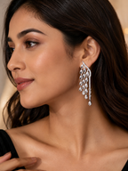 City Girl AD Rhodium-Plated CZ Stone Stud Earrings for Women and Girls (AD ER 14)