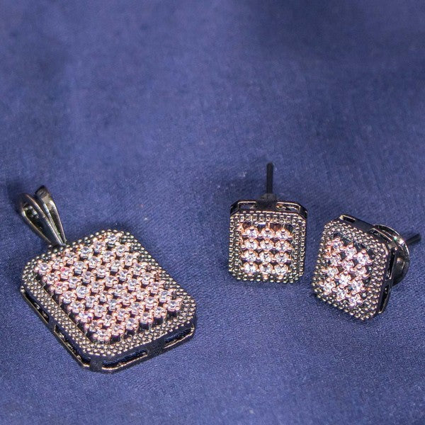 City Girl AD Brass Rhodium Plated Pendant Set