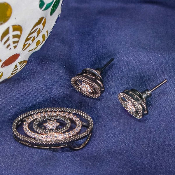 City Girl AD Brass Royal Bloom Pendant Set
