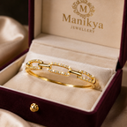 CITYGIRL Gold Plated CZ Stone Link Bangle Bracelet for Women | Adjustable Openable Bracelet | Premium Daily Wear Kada | Party, Office & Wedding Jewellery | Gift for Women & Girls  (CITY GIRL ADFX 05)