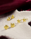 CITY GIRL Anti-Tarnish 24CT Gold Plated Designer Stud Earrings Pack of 3 | Molten Gold Style Fashion Daily Wear  Jewellery for Women
