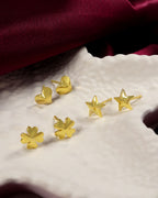 CITY GIRL Anti-Tarnish 24CT Gold Plated Designer Stud Earrings Pack of 3 | Molten Gold Style Fashion Daily Wear  Jewellery for Women