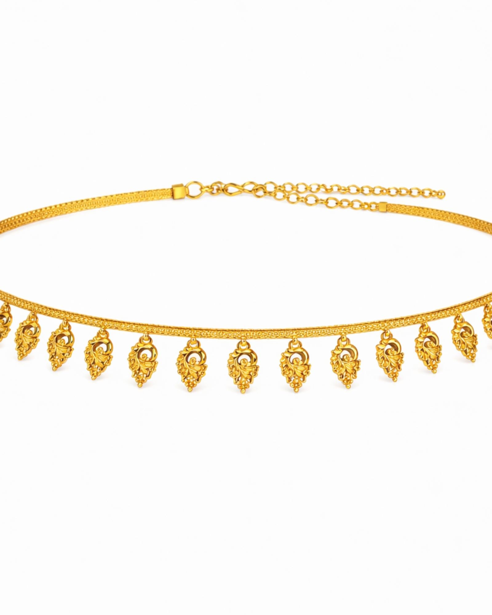 City Girl Traditional Gold Plated Kamarband for Women | Ethnic Waist Belt with Paisley Design | Adjustable Bridal & Festive Wear Jewelry