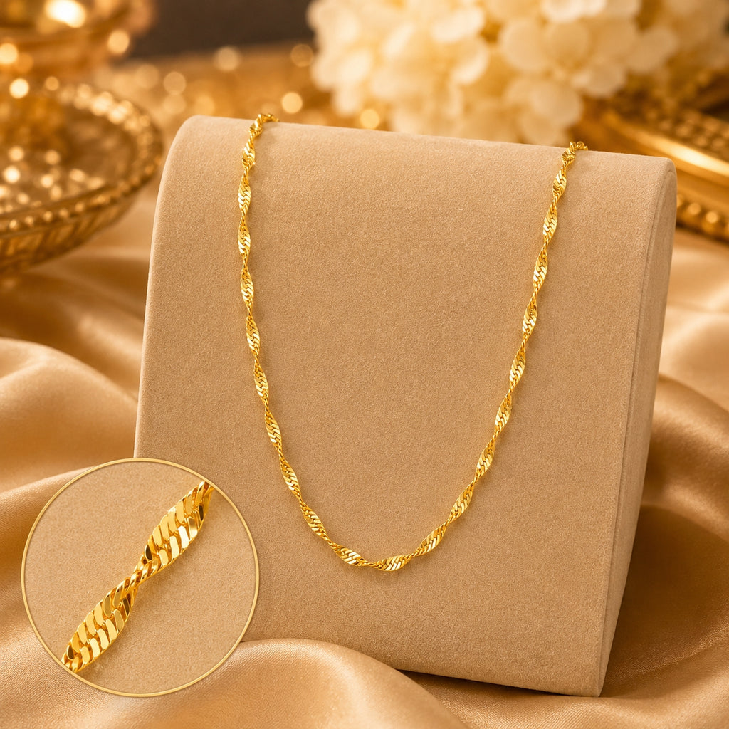 City Girl Jewellery 24CT Gold Plated Twisted Snake Chain Necklace for Women & Girls | 20 Inch Copper Gold Replica Chain | Lightweight, Rash Free & Skin Friendly | Premium Fashion Jewellery for Daily Wear, Office, Party & Festive Wear (CN 426)