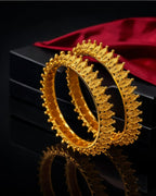 City Girl 24Ct Gold Plated Leaf Design Bangles – Traditional Statement Kada Set for Wedding & Party Wear