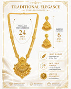 City Girl 24K Gold Plated Traditional Necklace Set with Matching Earrings | Antique Bridal Choker Jewellery Set for Women & Girls