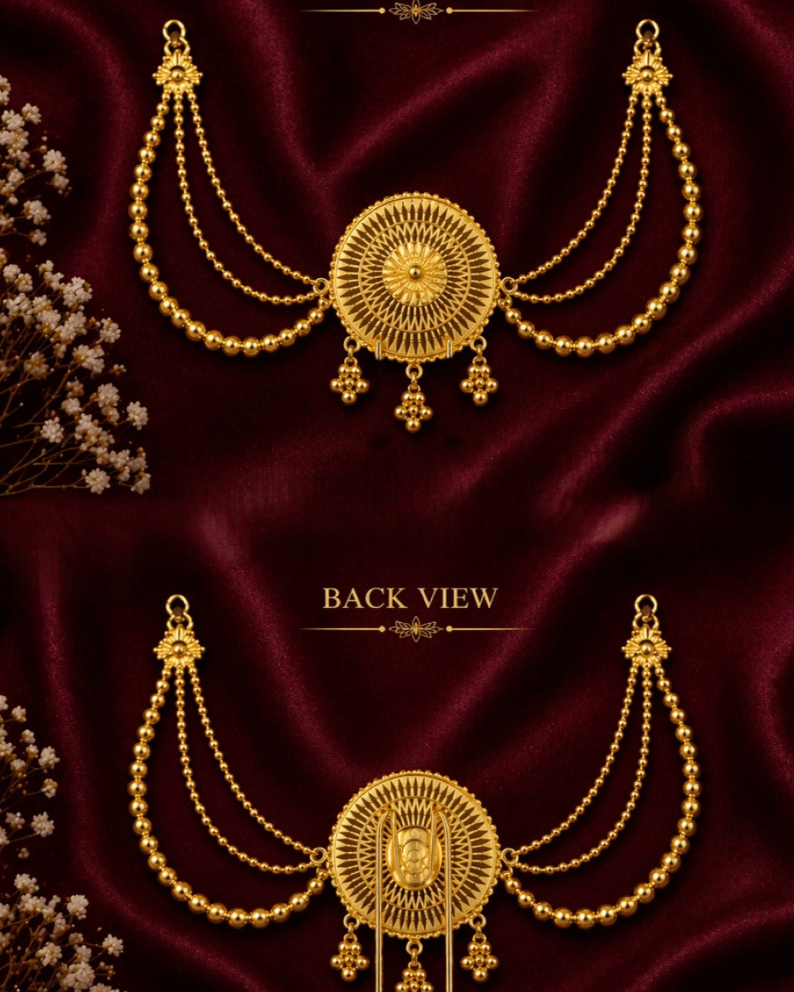 MANIKYA Gold Plated Copper Juda Pin for Women | Bridal Bun Pin Hair Accessory | Traditional Indian Hair Jewellery | Bridal & Festive Hair Jewellery