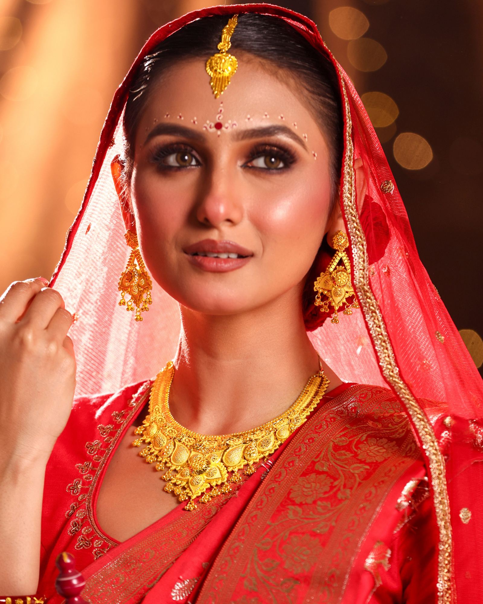 City Girl 24K Gold Plated Traditional Necklace Set with Matching Earrings | Antique Bridal Choker Jewellery Set for Women & Girls