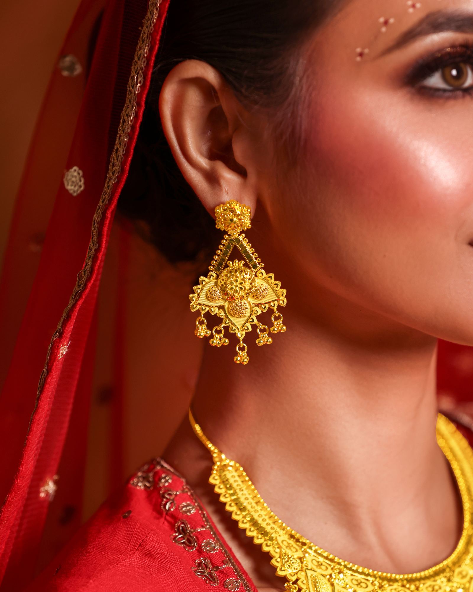 City Girl 24K Gold Plated Traditional Necklace Set with Matching Earrings | Antique Bridal Choker Jewellery Set for Women & Girls