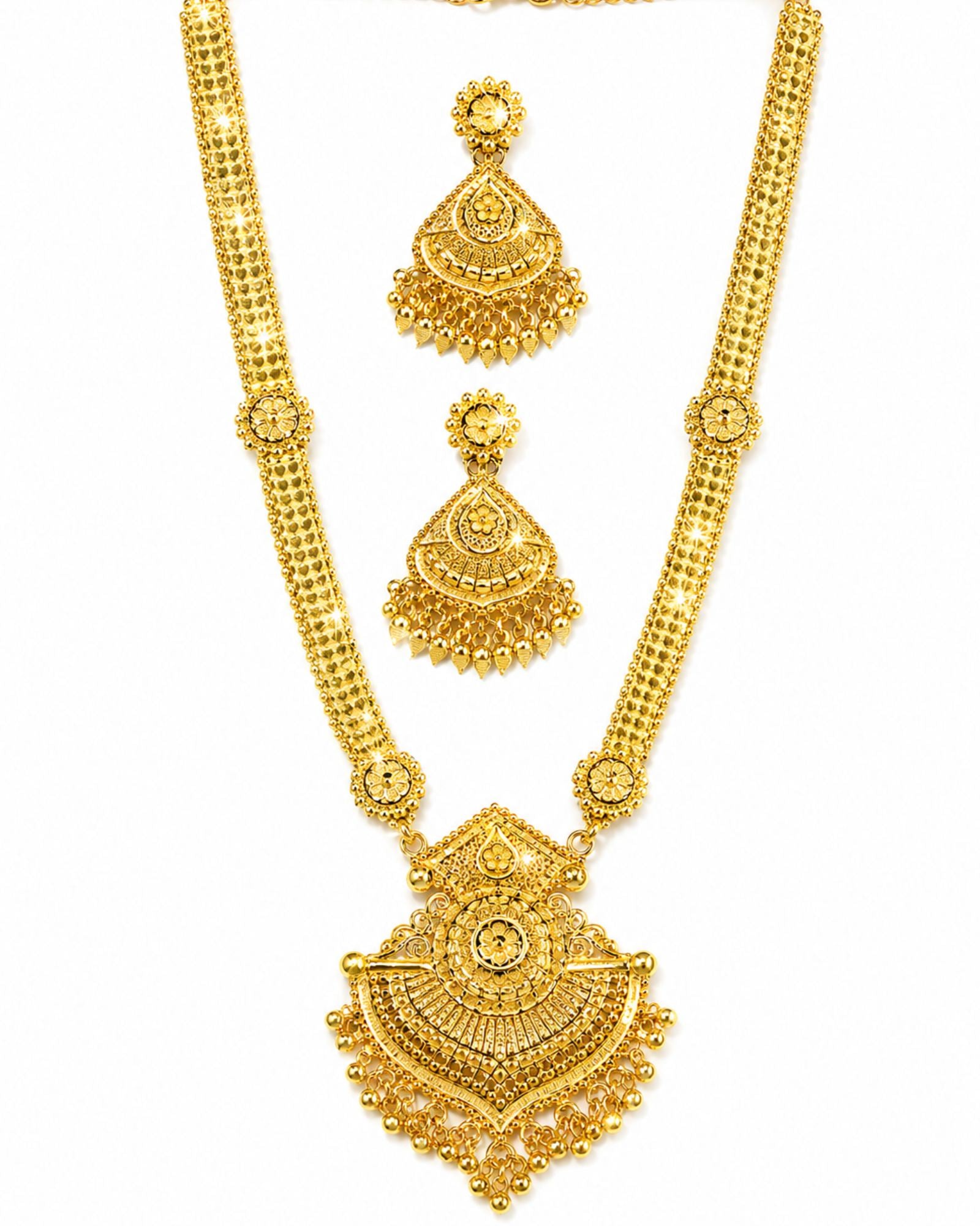 City Girl 24K Gold Plated Traditional Necklace Set with Matching Earrings | Antique Bridal Choker Jewellery Set for Women & Girls