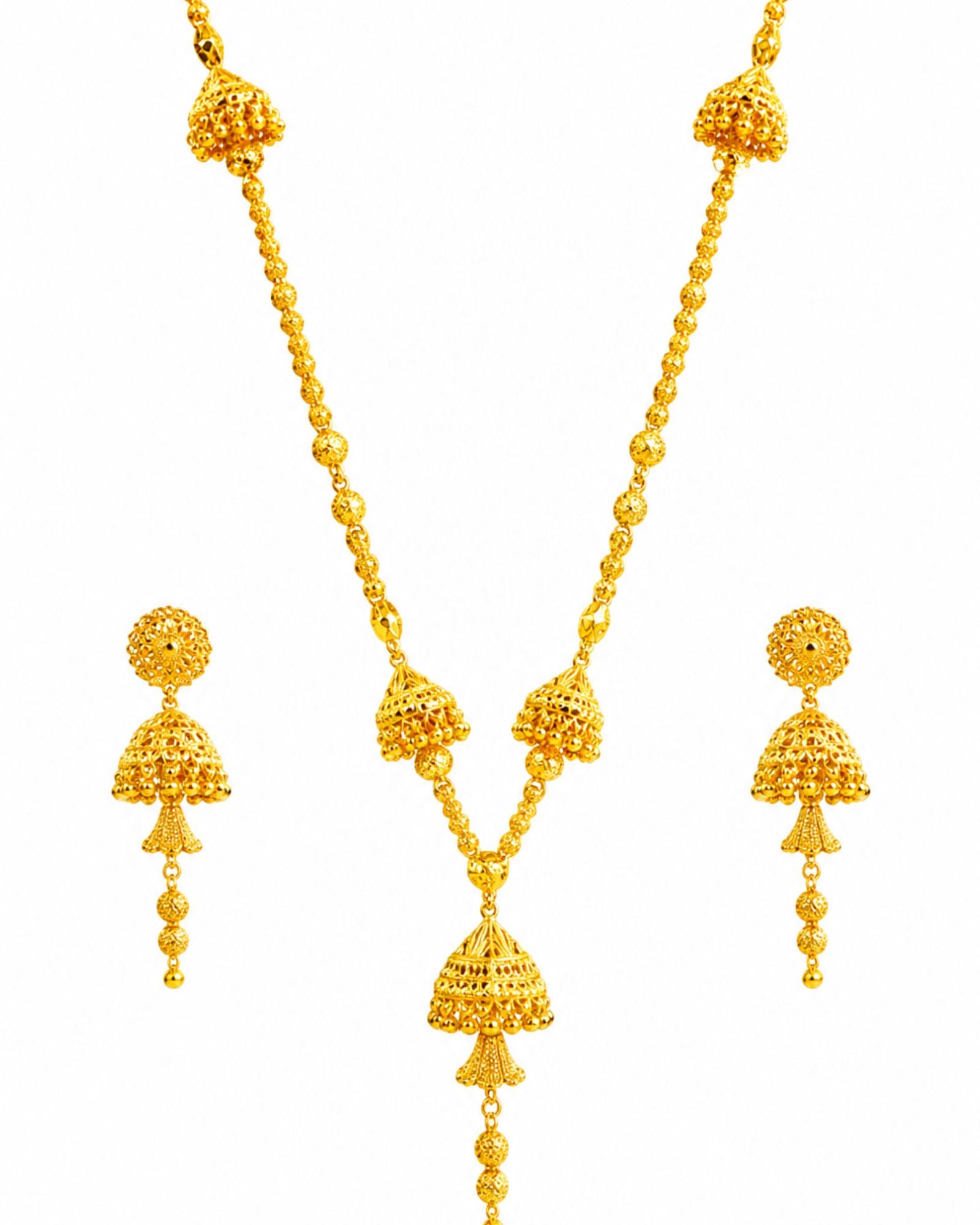 City Girl 24K Gold Plated Traditional Necklace Set with Matching Earrings | Antique Bridal Choker Jewellery Set for Women & Girls