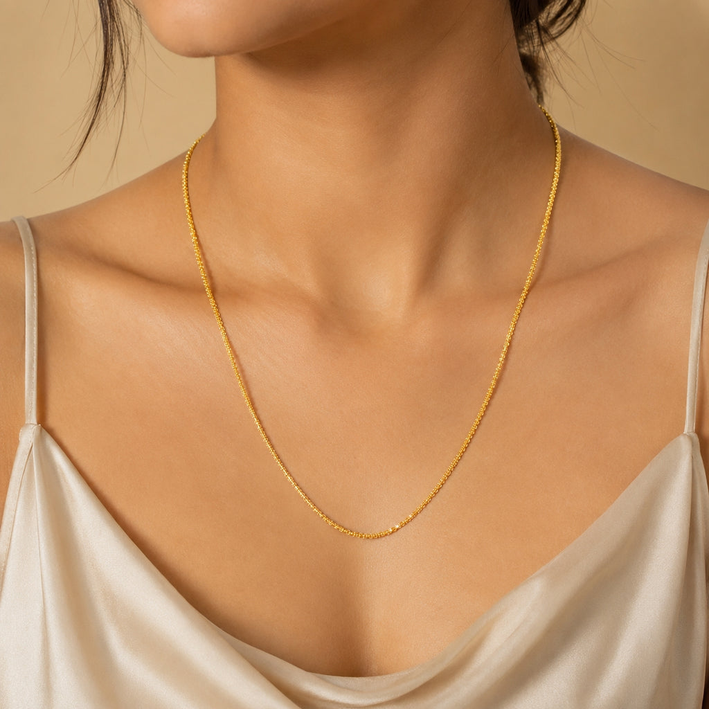 City Girl Jewellery 24 CT Gold Plated Unisex Chain for Men & Women, 24 Inch, 1mm Thickness, 10 g Lightweight Copper Chain, Skin Friendly, Gold Replica Daily Wear Necklace