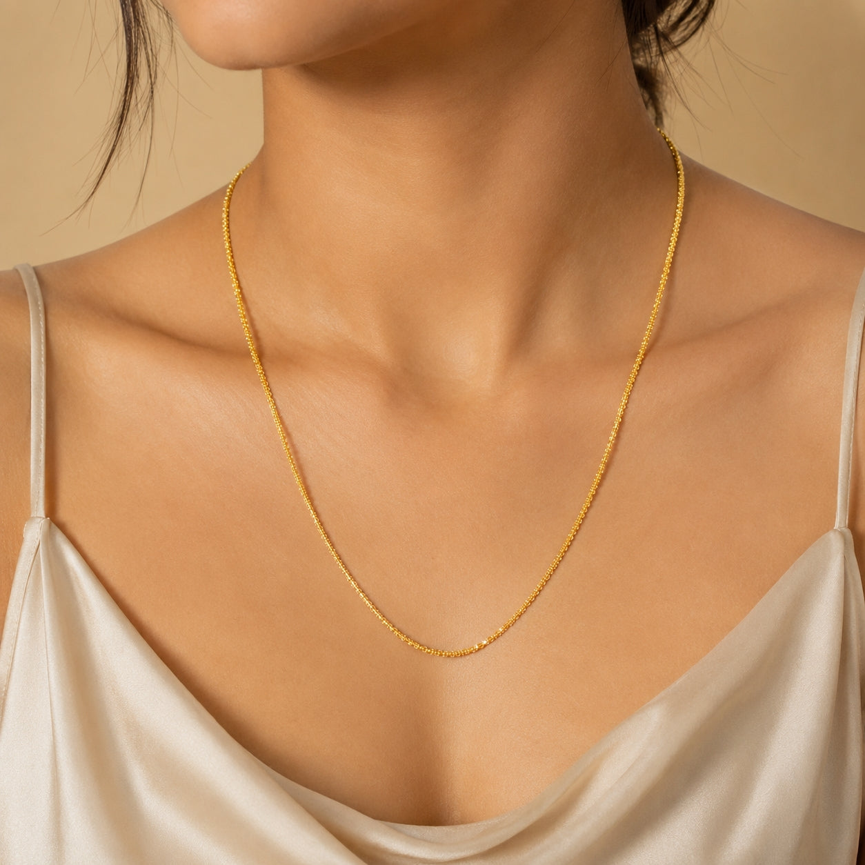 City Girl Jewellery 24 CT Gold Plated Unisex Chain for Men & Women, 24 Inch, 1mm Thickness, 10 g Lightweight Copper Chain, Skin Friendly, Gold Replica Daily Wear Necklace