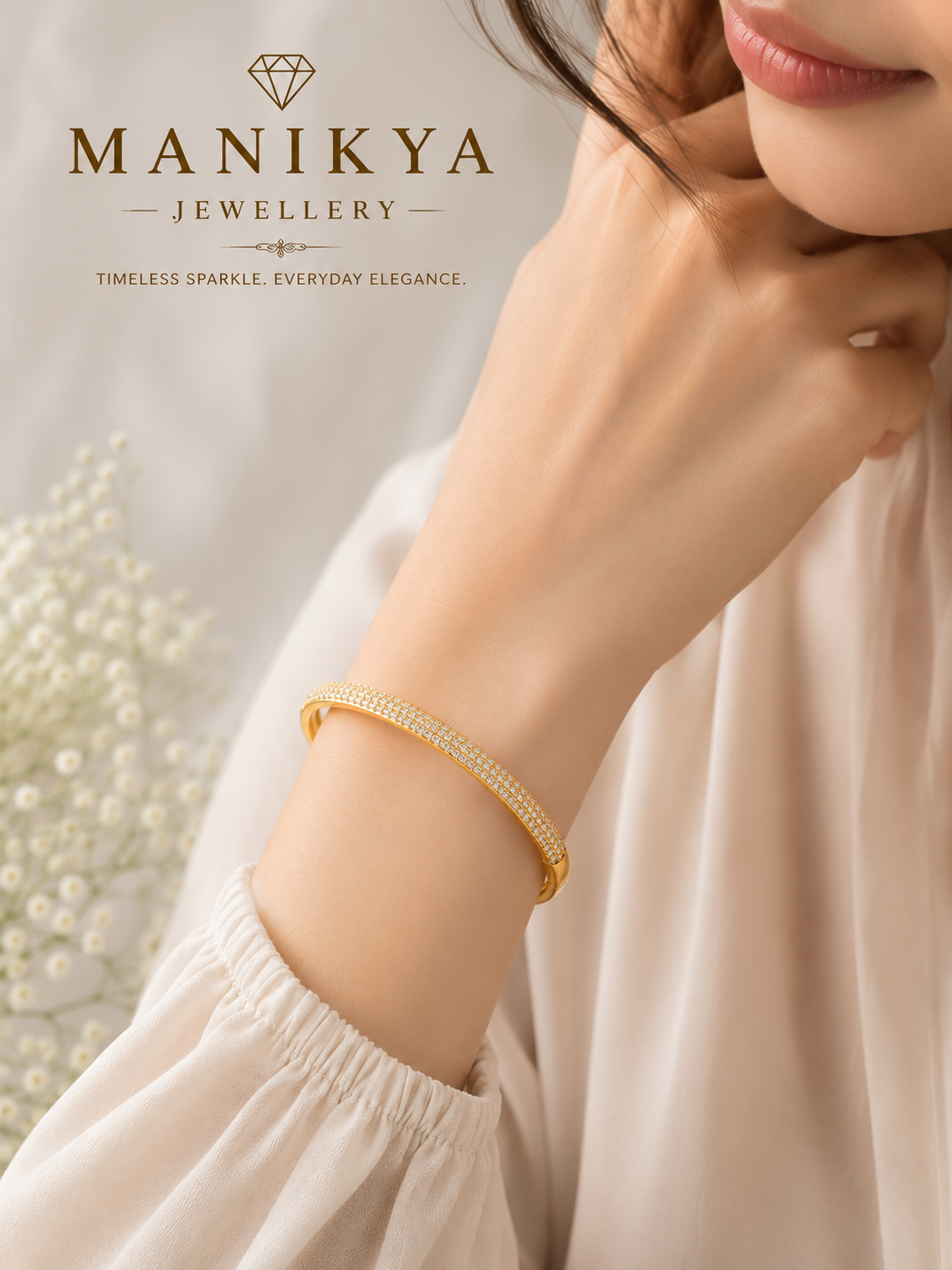 City Girl Jewellery Gold Plated American Diamond Bracelet for Women | Openable Kada Bracelet | CZ Stone Studded Elegant Bangle | Lightweight Daily Wear & Party Wear Bracelet | Anniversary, Wedding & Gift for Women