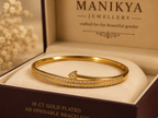 Manikya Jewellery 18 CT Gold Plated American Diamond (AD) Openable Bracelet for Women & Girls | Hidden Clasp Kada Bangle | Premium Fashion Jewellery | Daily Wear, Party Wear & Gift