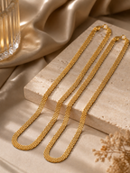 City Girl Jewellery Gold Plated Chain Pack of 2 for Men & Women | 24 Inch Brass Chain Necklace with S Hook Lock | Stylish Western & Fusion Wear Jewellery