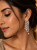 City Girl AD Rhodium-Plated CZ Stone Stud Earrings for Women and Girls (AD ER 14)