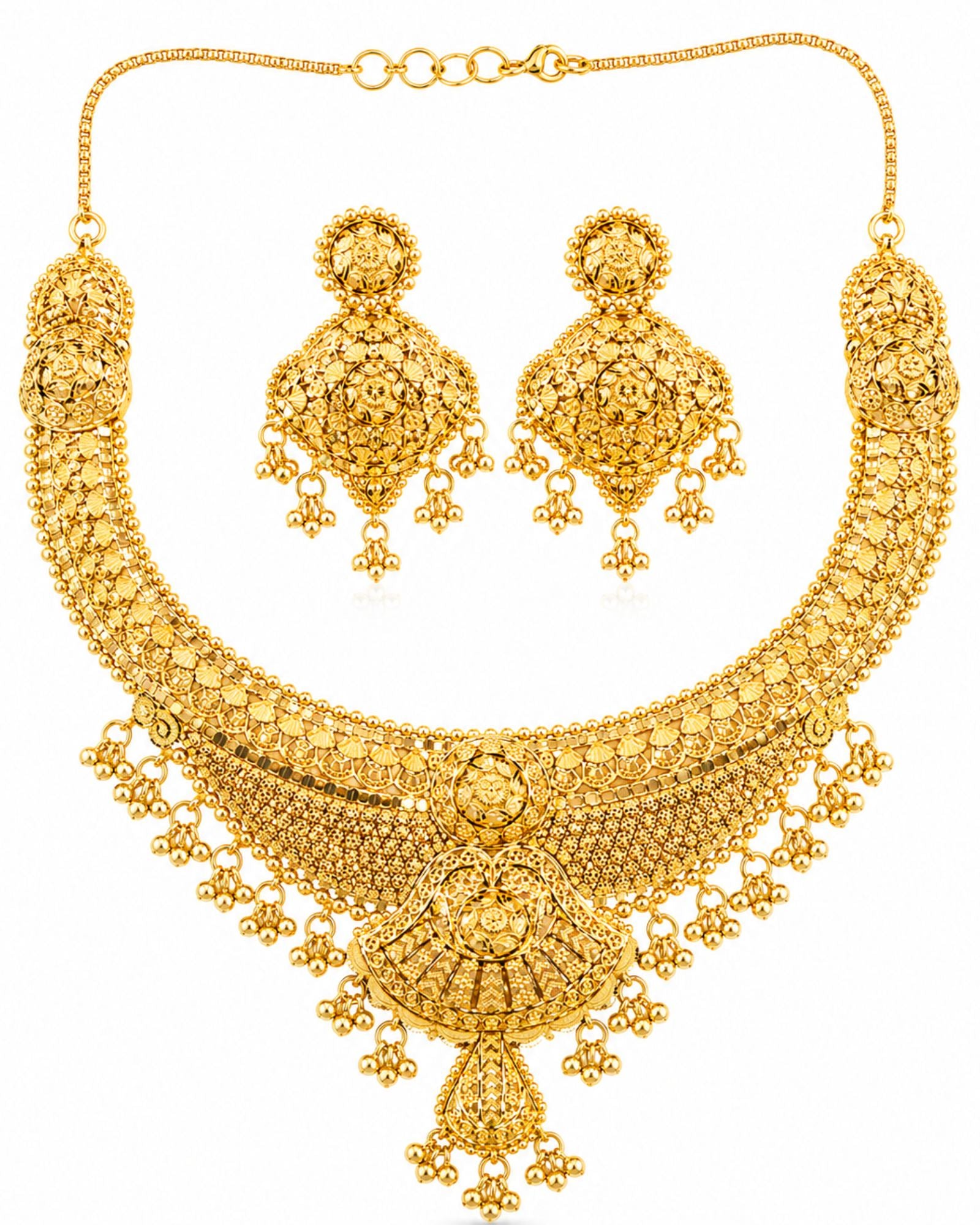 City Girl Gold Plated Choker Necklace Set with Earrings for Women | Traditional Bridal Jewellery Set | 18 Inch Necklace | 5 cm Earrings | 6 Months Plating Guarantee