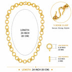 City Girl Jewellery 24 Inch Gold Plated Textured Oval Link Chain Necklace for Men & Women | Premium Statement Chain with Secure S Hook Clasp | Lightweight Fashion Jewellery
