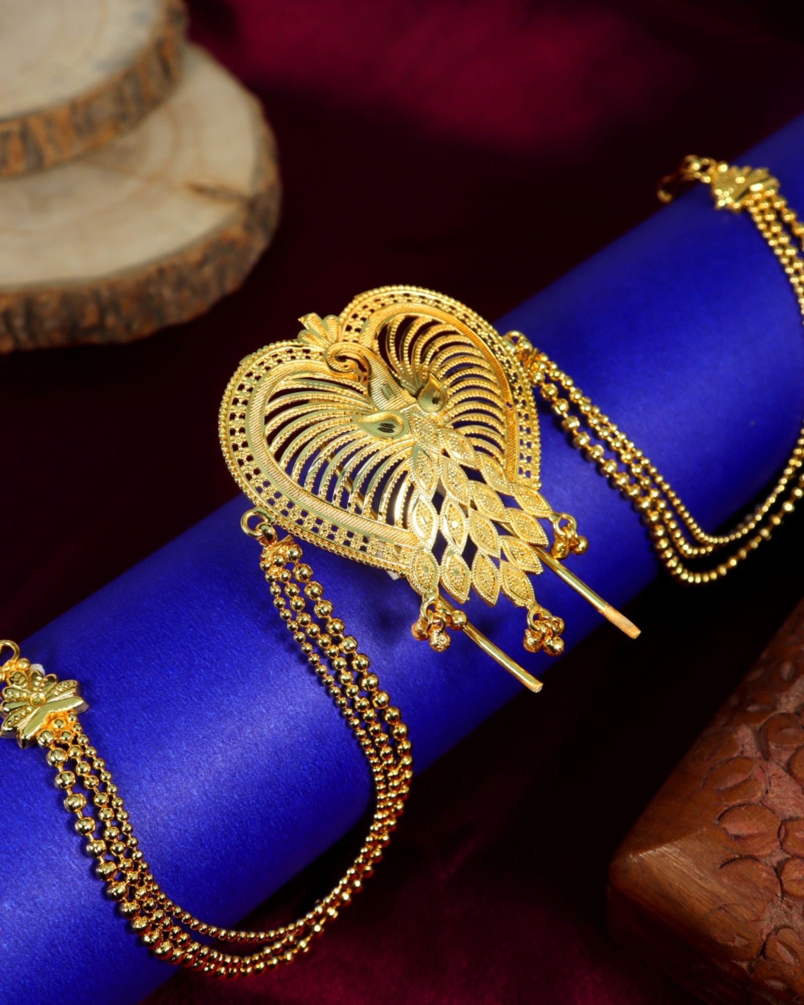 MANIKYA Gold Plated Copper Juda Pin for Women | Bridal Bun Pin Hair Accessory | Traditional Indian Hair Jewellery | Bridal & Festive Hair Jewellery
