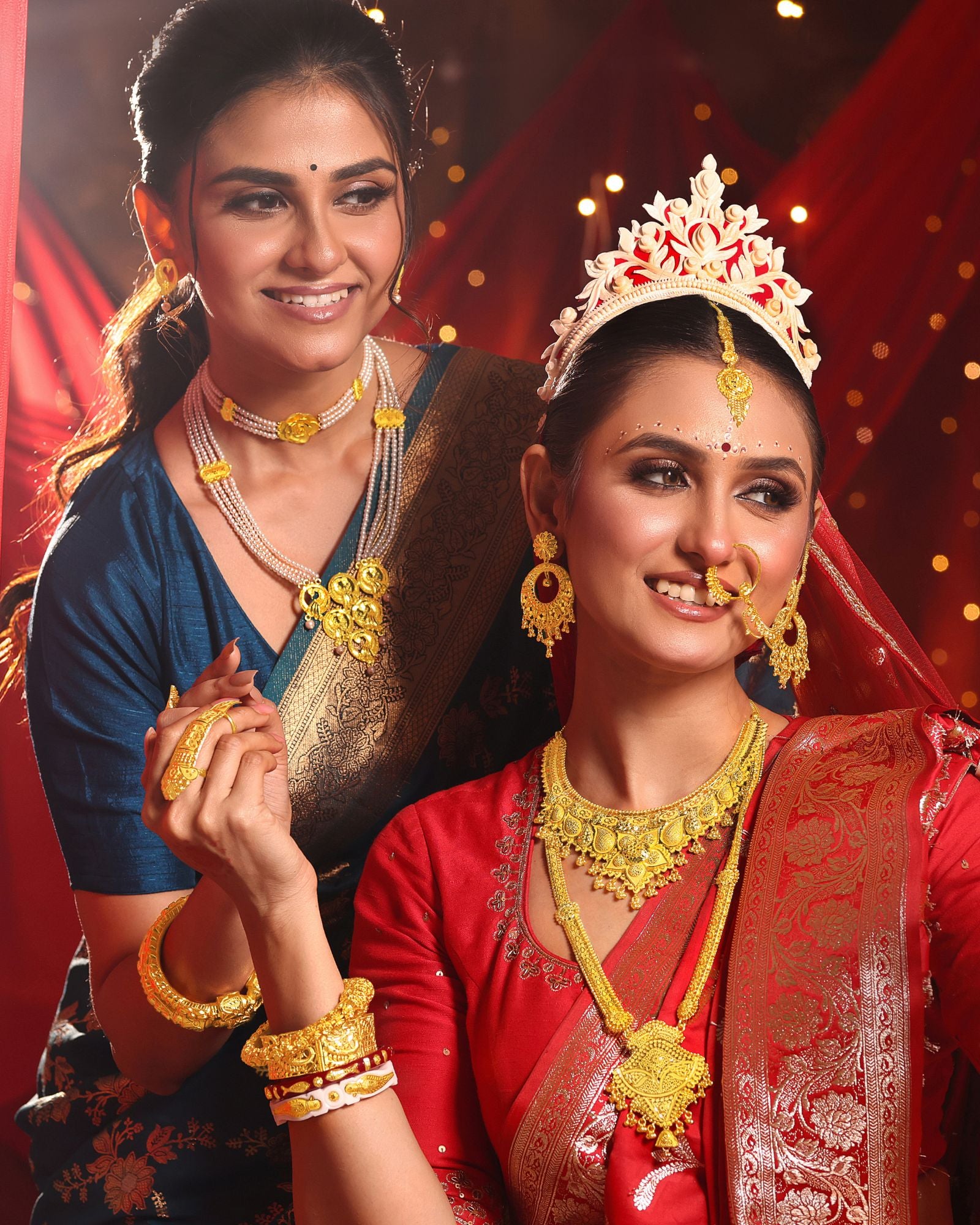 City Girl 24K Gold Plated Traditional Necklace Set with Matching Earrings | Antique Bridal Choker Jewellery Set for Women & Girls