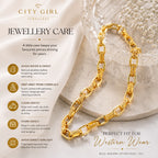 City Girl Jewellery 24K Gold Plated Textured Link Chain Necklace for Women & Men | Premium Statement Chain with S-Hook Clasp | Western Wear Fashion Jewellery