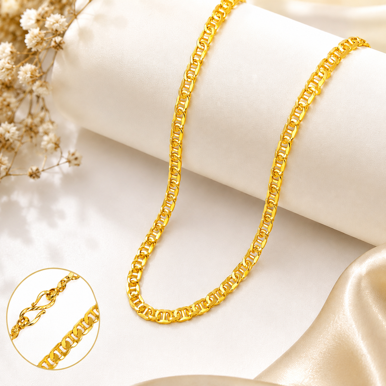 City Girl Men's 24 Inch 24CT Micro Gold Plated 3 mm Designer Chain Necklace | 6 g Daily Wear