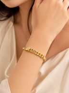 CITYGIRL 18K Gold Plated Chain Link Openable Kada Bracelet for Women & Girls | AD Zircon Stone Bracelet | Anti Tarnish | Premium Locking Bangle | Party, Wedding & Daily Wear Jewellery | One Size