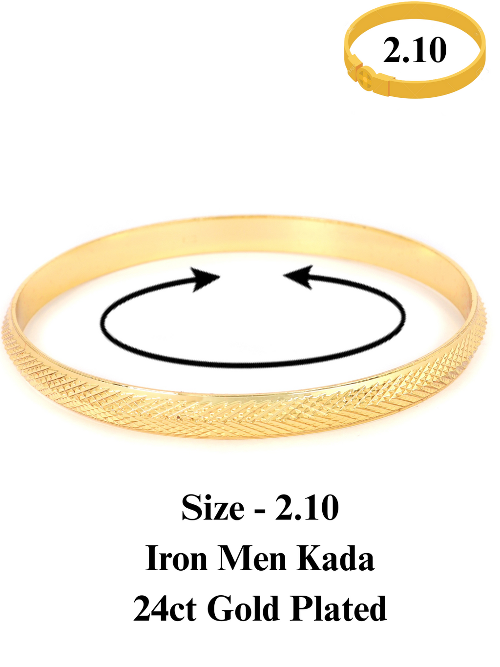 City Girl 24ct Gold Plated Anti Tarnish Iron Kada Bangle Bracelet for Men and Boys. (1 Pc) (KADA 108)